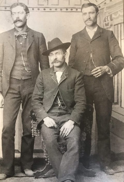 Stan Hill, W.D. Cruikshank, and James Munroe Krenkel in the Los Burros diggings, c. 1890