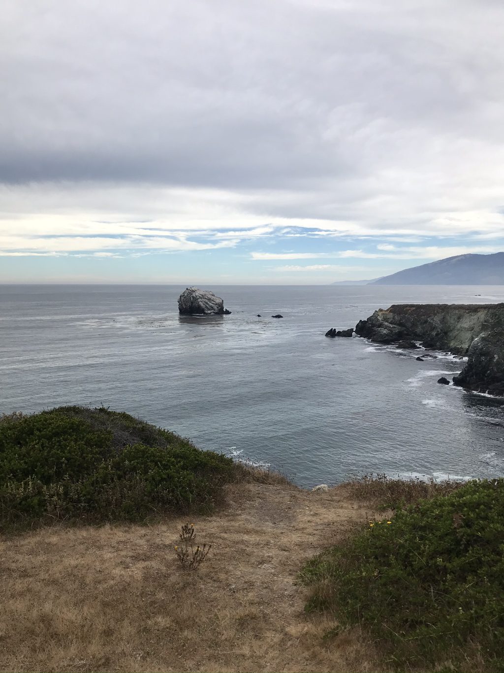 From the bluff trail: Plaskett Rock, the point, and the coves running south toward Jade Cove.
